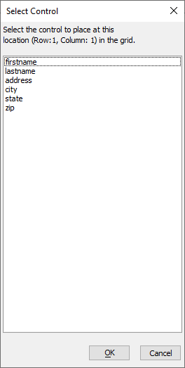 CSS Grid Container Select Control Dialog
